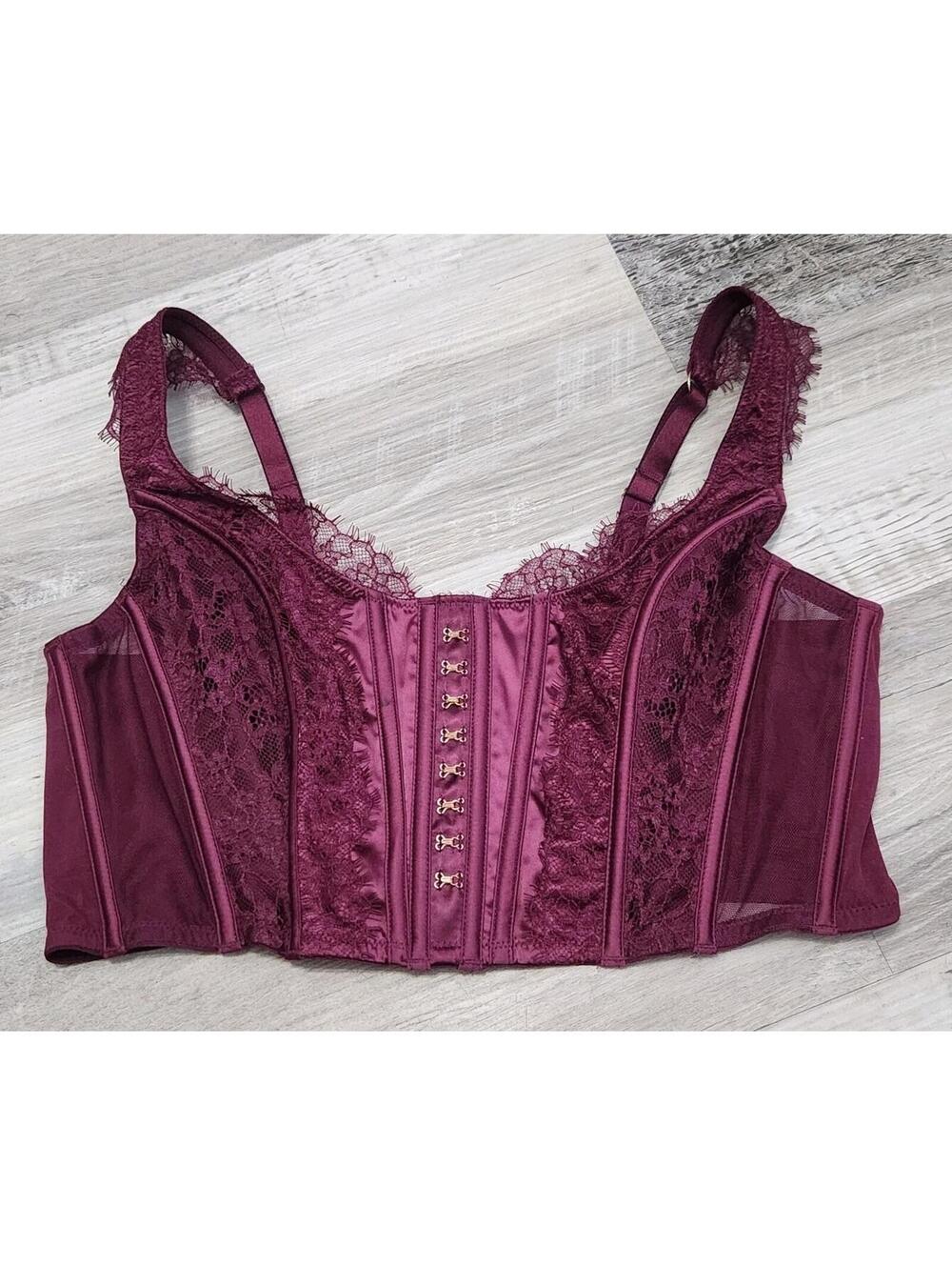 Victoria Secret Corset Top Extra Large Maroon NWT $69 tiny Spot